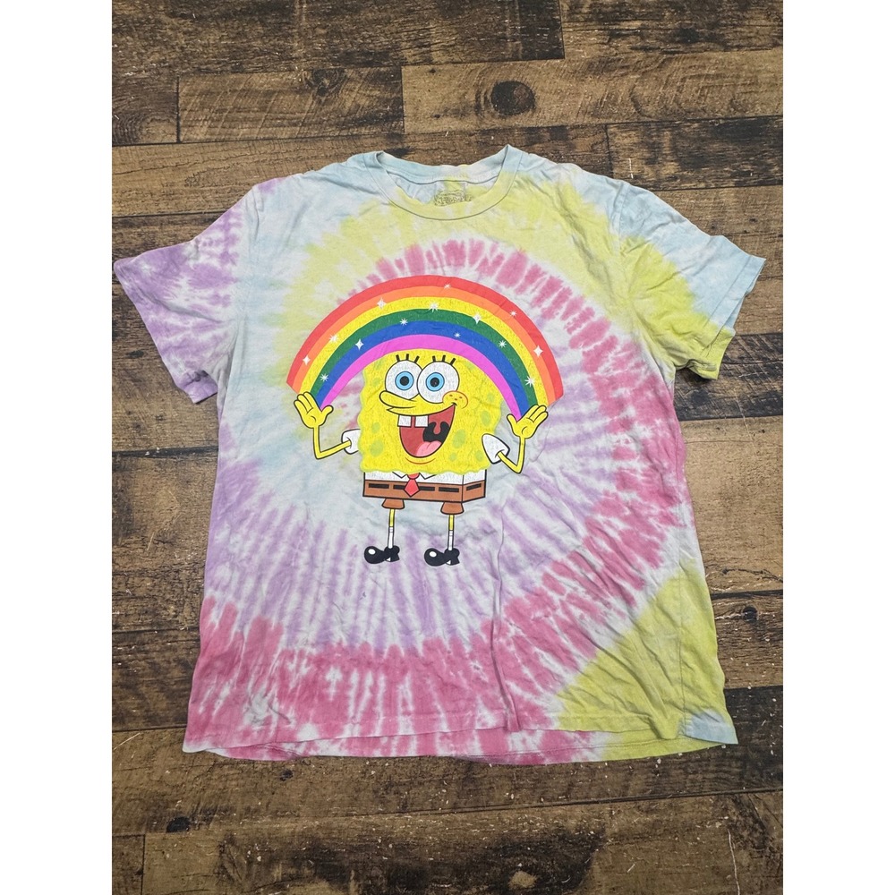 SpongeBob SquarePants Rainbow Tie Dye Graphic T-Shirt Mens XXL Multicolor